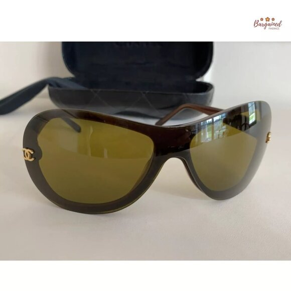 Authentic CHANEL Brown Frame Goldtone Chanel "CC" Logos Tint Sunglasses - Picture 9 of 12
